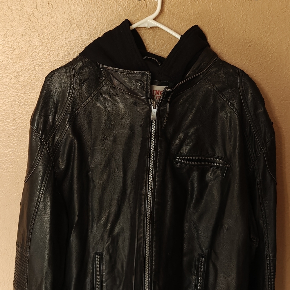 Used to vintage hooded leather jacket